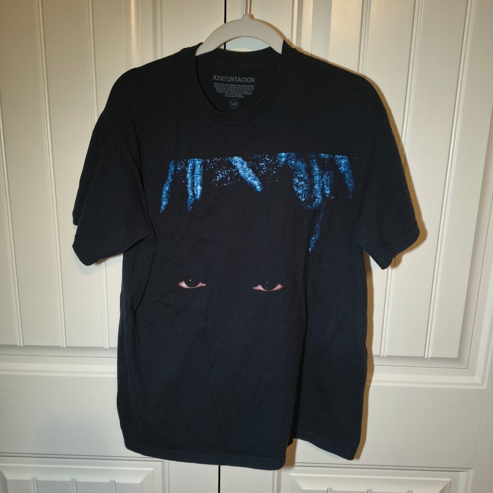 XXXTentacion Question Mark Album Graphic T-Shirt Mens Large Black Blue Eyes Tee